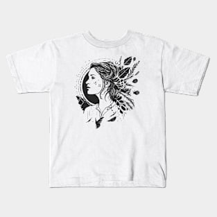 The Power Of Women Black And White Illustration Kids T-Shirt